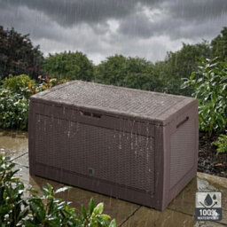 Casaria Storage Box 310L Rattan Effect Garden Chest, Brown, 119X48X60Cm - thumbnail 3