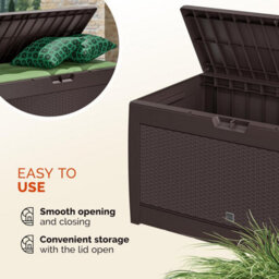 Casaria Storage Box 310L Rattan Effect Garden Chest, Brown, 119X48X60Cm - thumbnail 5