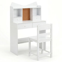 Gainoom Kids White Study Desk And Chair Set Student Writing Table With Chair Children Computer Workstation - thumbnail 9