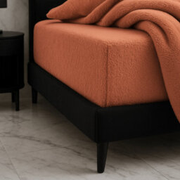 Teddy Fitted Sheet 30Cm Extra Deep Soft Cuddly Soft Touch Bedding Tangerine - thumbnail 1