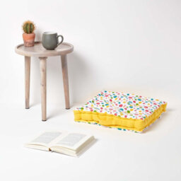 Homescapes Cotton Multi Coloured Polka Dot Floor Cushion, 40 X 40 Cm - thumbnail 2