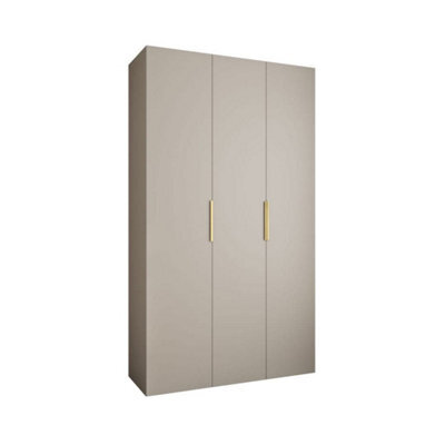 Arte Elegant Cashmere Como Iv Hinged Door Wardrobe H2460mm W1400mm D500mm, Three Doors, Eleven Shelves, Two Hanging Rails, Gold Handles - image 1
