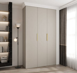Arte Elegant Cashmere Como Iv Hinged Door Wardrobe H2460mm W1400mm D500mm, Three Doors, Eleven Shelves, Two Hanging Rails, Gold Handles - thumbnail 2