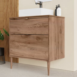 Banyetti Krafter Noir 800mm Exotic Walnut Wall Hung Vanity Unit 800mm - thumbnail 2