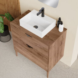 Banyetti Krafter Noir 800mm Exotic Walnut Wall Hung Vanity Unit 800mm - thumbnail 3