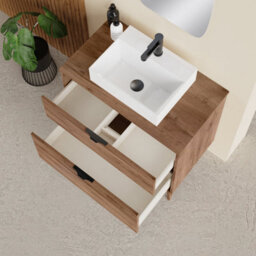 Banyetti Krafter Noir 800mm Exotic Walnut Wall Hung Vanity Unit 800mm - thumbnail 4