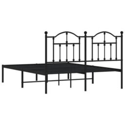 Berkfield Metal Bed Frame With Headboard Black 140X190 Cm - thumbnail 7