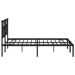 Berkfield Metal Bed Frame With Headboard Black 140X190 Cm - thumbnail 6