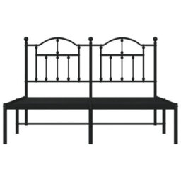Berkfield Metal Bed Frame With Headboard Black 140X190 Cm - thumbnail 5