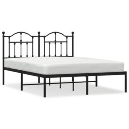 Berkfield Metal Bed Frame With Headboard Black 140X190 Cm - thumbnail 2
