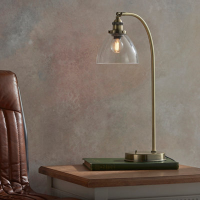Anson Lighting Pampa Table Light Finished In Antique Brass Plate And Clear Glass - image 1