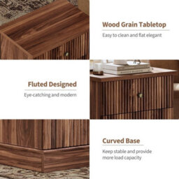 Brown Wooden 2 Drawer Bedside Cabinet Bedroom Storage Nightstand - thumbnail 3