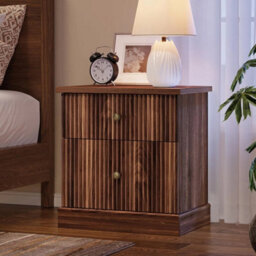 Brown Wooden 2 Drawer Bedside Cabinet Bedroom Storage Nightstand - thumbnail 4