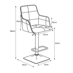 Xample Orion Light Grey Fabric Bar Stools - 2 Pack Twin-Tone Adjustable Counter Chairs With Steel Base & Footrest, Height 98Cm - thumbnail 6
