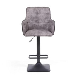 Xample Orion Light Grey Fabric Bar Stools - 2 Pack Twin-Tone Adjustable Counter Chairs With Steel Base & Footrest, Height 98Cm - thumbnail 5