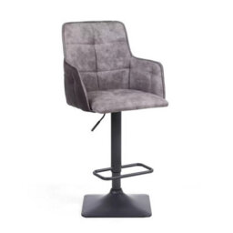 Xample Orion Light Grey Fabric Bar Stools - 2 Pack Twin-Tone Adjustable Counter Chairs With Steel Base & Footrest, Height 98Cm - thumbnail 2