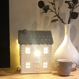 Ceramic House Table Lamp Cream Base With White Roof Soft Warm Light Practical And Energy Saving - thumbnail 4