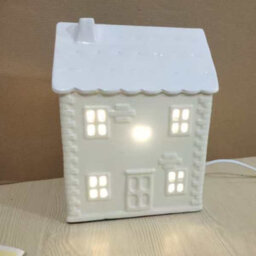 Ceramic House Table Lamp Cream Base With White Roof Soft Warm Light Practical And Energy Saving - thumbnail 2