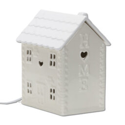 Ceramic House Table Lamp Cream Base With White Roof Soft Warm Light Practical And Energy Saving