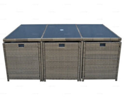 10 Seat Outdoor Garden Furniture Rattan Cube Set - Dining Table, Ottomans & Folding Armchairs For Compact Storage, Inc. Cushions - thumbnail 3