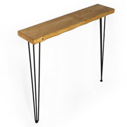 Toolty Rustic Handmade Console Table, Wall Mounted, 60Cm X 17.5Cm , Old Oak, 86.5Cm Legs, Handcrafted Vintage Style - thumbnail 4