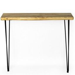 Toolty Rustic Handmade Console Table, Wall Mounted, 60Cm X 17.5Cm , Old Oak, 86.5Cm Legs, Handcrafted Vintage Style - thumbnail 2