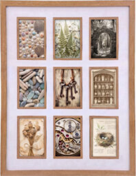 Biznest Sleek 9 Multi-Aperture Oak Wall Mounted Inlay Collage Photo Frame 6 X 4'' Picture Rectangle Plastic Home Decor 63X48Cm - thumbnail 2