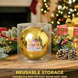 Shatchi 25Cm Dark Gold Glossy Christmas Bauble - Premium Bauble & Home Décor Ornament - thumbnail 9