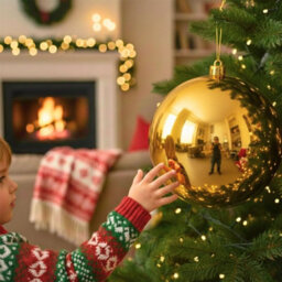 Shatchi 25Cm Dark Gold Glossy Christmas Bauble - Premium Bauble & Home Décor Ornament - thumbnail 8