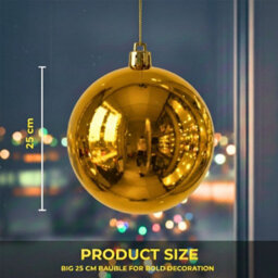 Shatchi 25Cm Dark Gold Glossy Christmas Bauble - Premium Bauble & Home Décor Ornament - thumbnail 5
