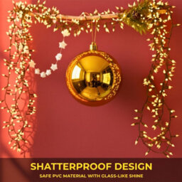 Shatchi 25Cm Dark Gold Glossy Christmas Bauble - Premium Bauble & Home Décor Ornament - thumbnail 7