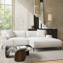 "Valencia Kotor Modern Fabric 94.5"" Right Chaise Sofa White Kiln Dried Wood Premium Fabric Extra Firm Cushion" - thumbnail 4