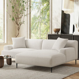 "Valencia Kotor Modern Fabric 94.5"" Right Chaise Sofa White Kiln Dried Wood Premium Fabric Extra Firm Cushion" - thumbnail 2
