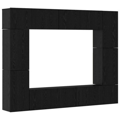 Berkfield Modern Tv Cabinet 8 Pcs Black Oak 80 X 30 X 30 Cm Engineered Wood - image 1