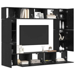 Berkfield Modern Tv Cabinet 8 Pcs Black Oak 80 X 30 X 30 Cm Engineered Wood - thumbnail 3