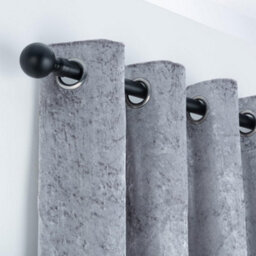 A.unique Home Plain Round Ball Metal Extendable Curtain Pole With Rings And Fittings (25/28mm) - Matte Black, 70Cm - 120Cm  Approx - thumbnail 5