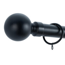 A.unique Home Plain Round Ball Metal Extendable Curtain Pole With Rings And Fittings (25/28mm) - Matte Black, 70Cm - 120Cm  Approx - thumbnail 3