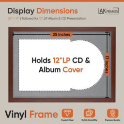 "AK Frames 25X17"" Rose Wood Modern Vinyl Record Frame With Mid Grey Mount For 12 Inch Lp Cover & Disc - Overlapped Design" - thumbnail 2