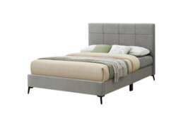 Sareer Furniture Jenson Bed, Bed In A Box, Contemporary Light Grey Upholstered Velvet Bed Frame With Headboard - thumbnail 2