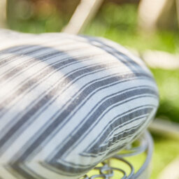 Dibor Set Of 4 Grey Striped Round Summer Garden Outdoor Cushion Chair Seat Pad Cushions Dia 40Cm - thumbnail 4