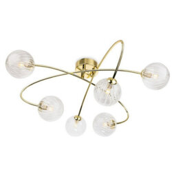 Luminosa Lighting Luminosa Atom 6 Light Flush Ceiling Fitting Brass With Clear Decorative Glass 6Xg9