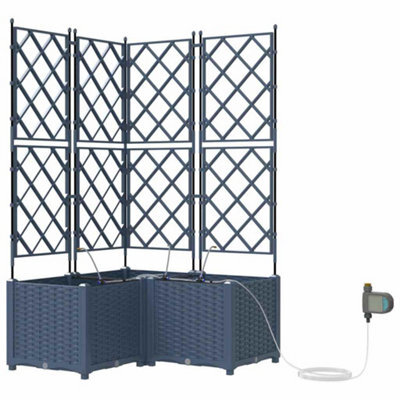 Berkfield Modern Garden Planters Grey 80 X 80 X 142 Cm Steel - image 1