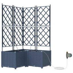 Berkfield Modern Garden Planters Grey 80 X 80 X 142 Cm Steel - thumbnail 1