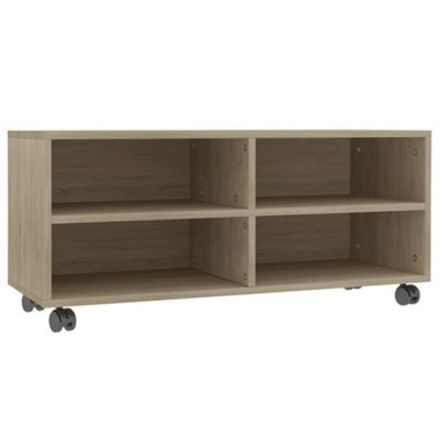 Berkfield Sturdy Tv Cabinet With Castors Sonoma Oak 90X35X35 Cm Engineered Wood - image 1