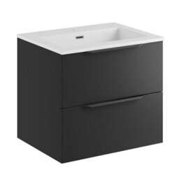 Affine 600mm Bathroom Vanity Unit Basin Wall Hung Furniture 2 Soft Close Drawers Black - thumbnail 5