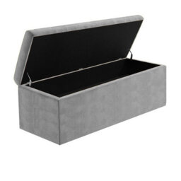 120Cm Large Plain Safar Storage Ottoman Box, Grey Naples Upholstered Deep Storage Ottoman End Of Bed Bench - thumbnail 6