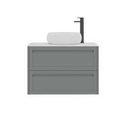 Royal Bathrooms Royal Bathroom Elmore 800mm Matt Pebble Grey Wall Mounted Countertop Bathroom Vanity Unit 2 Drawer With Milan Basin - thumbnail 7