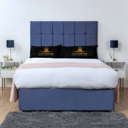UKBEDFURNITURE Florence Blue Plush Divan Bed 2 Foot End Drawers With 10 Inch Orthopaedic Mattress & 26 Inch Headboard - thumbnail 2