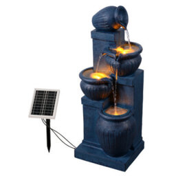 Teamson Home 72Cm Solar-Powered Four-Tier Outdoor Garden Fountain Led, Navy - thumbnail 2