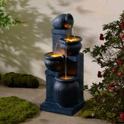 Teamson Home 72Cm Solar-Powered Four-Tier Outdoor Garden Fountain Led, Navy